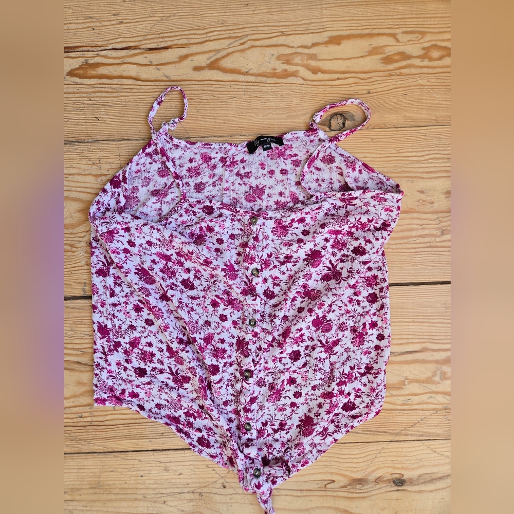 Lilly Morgan Pink Floral Tie Front Cami Top M